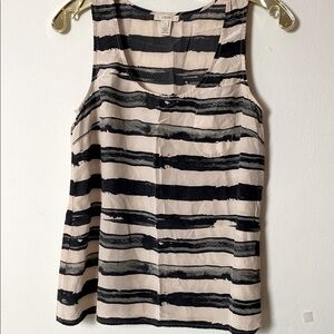 J. Crew Cream and Black Striped Tank Top